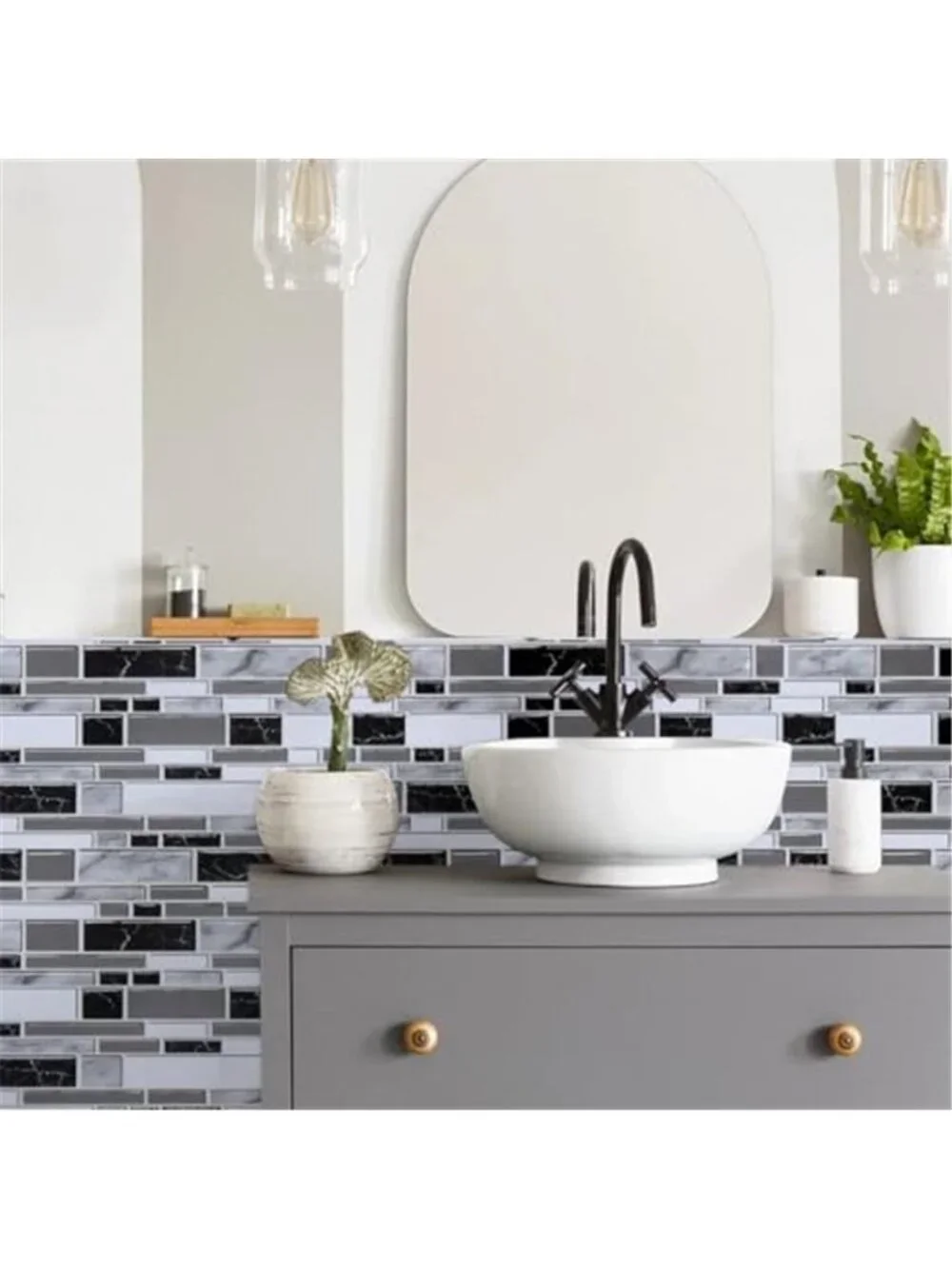 Black White Tile Wallpaper Peel And Stick Kitchen Backsplash Contact Paper